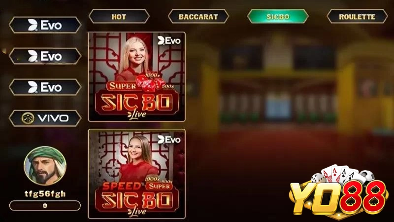 Live Casino Yo88 - Sảnh Chơi Chất Lượng Hàng Đầu Châu Á 4 Sicbo Yo88 thu hút cược thủ với tỷ lệ thưởng cao
