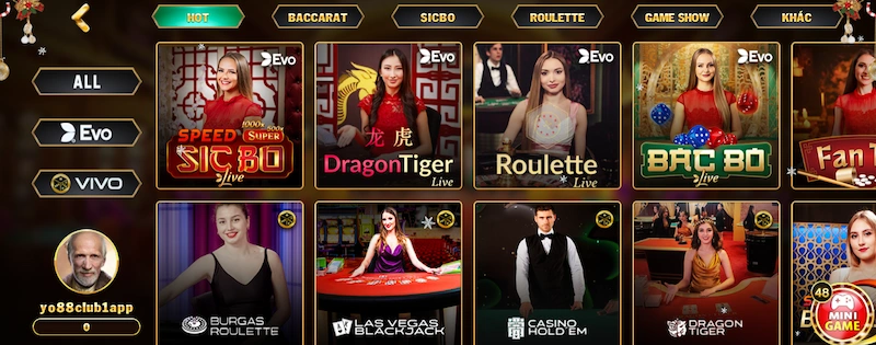 Live Casino Yo88 - Sảnh Chơi Chất Lượng Hàng Đầu Châu Á 3 Các game ăn khách nhất tại sảnh Live Casino Yo88